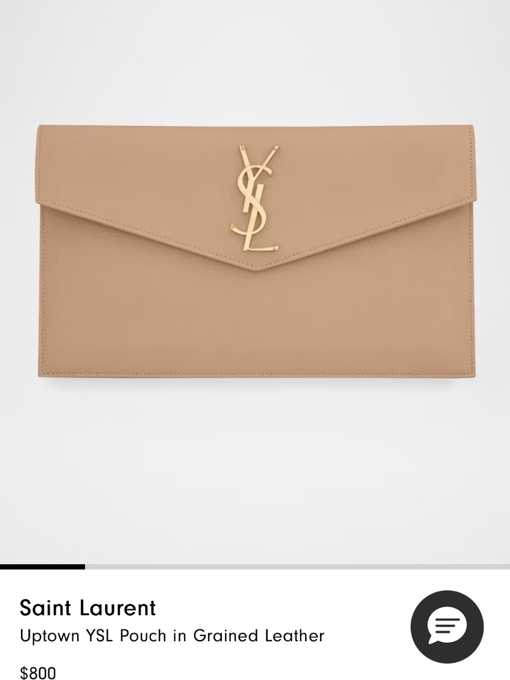 Saint Laurent Beige Envelope YSL Leather Clutch with Gold Logo